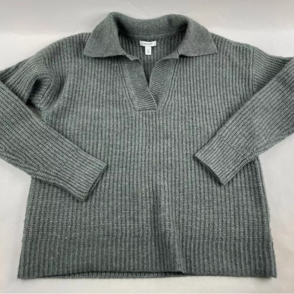 Nine West chunky grey green collared sweater size M - Picture 2 of 10